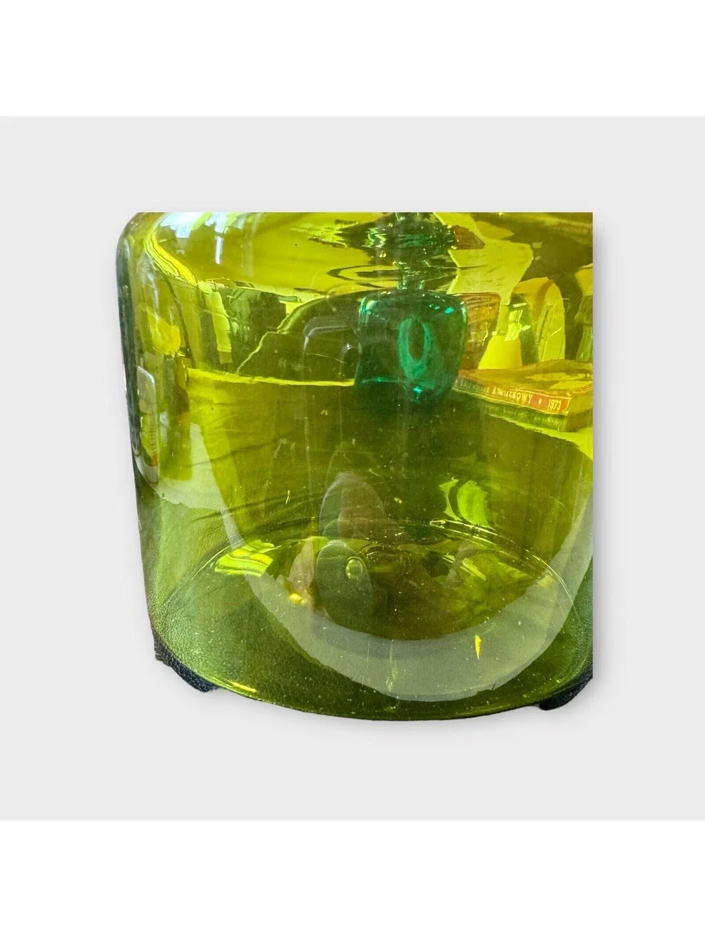 Vintage Hand Blown Kastrup Decanter From Denmark Green. Approximately 11” T